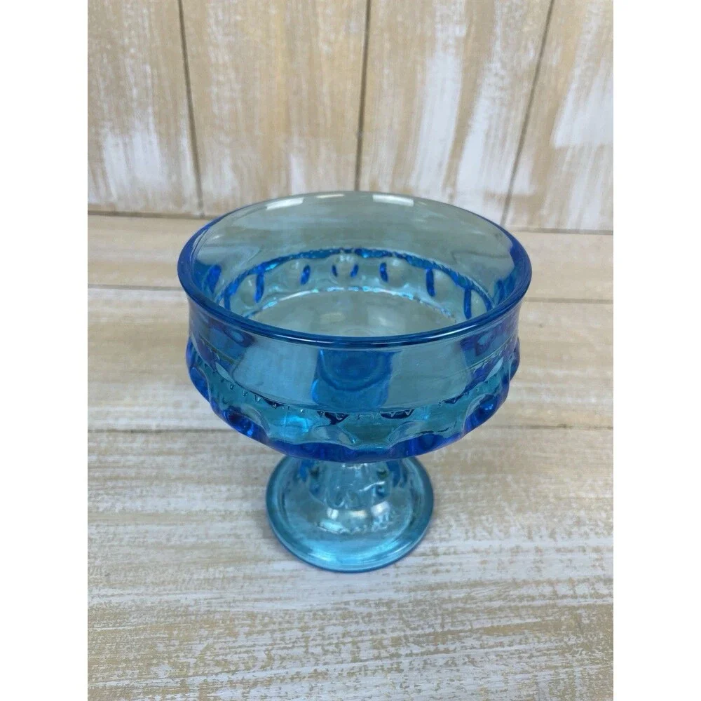 Indiana Glass Blue Kings Crown Compote Candy Dish